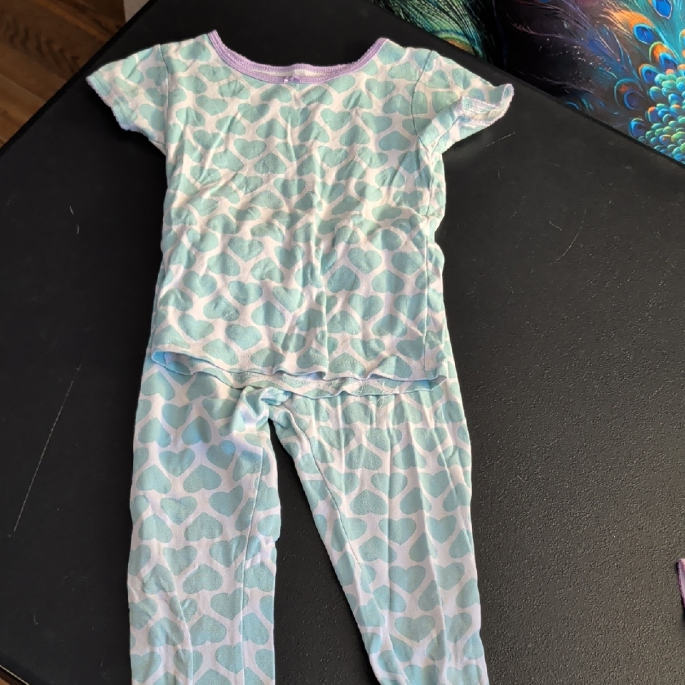 Carter's Teal and Lavender Heart Pajama Set